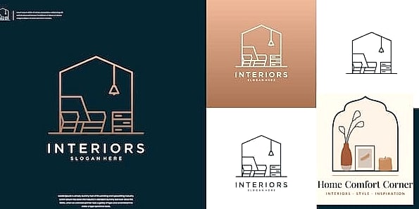 15 Beautiful Interior Design Logo Inspiration Photos Worth Saving 4 Abstract Room Outline Mark