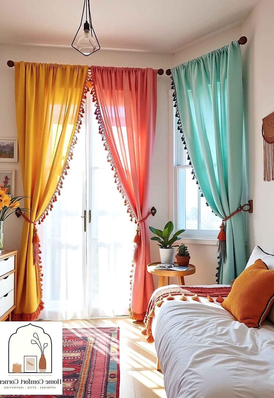 13 Colorful Room Decor Ideas to Upgrade Your Home This Weekend 12 Add Colorful Curtains