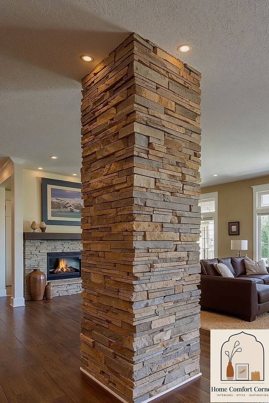 21 Pillar Design Interior Tips From Top Interior Designers 3 Add a Full Stone Veneer