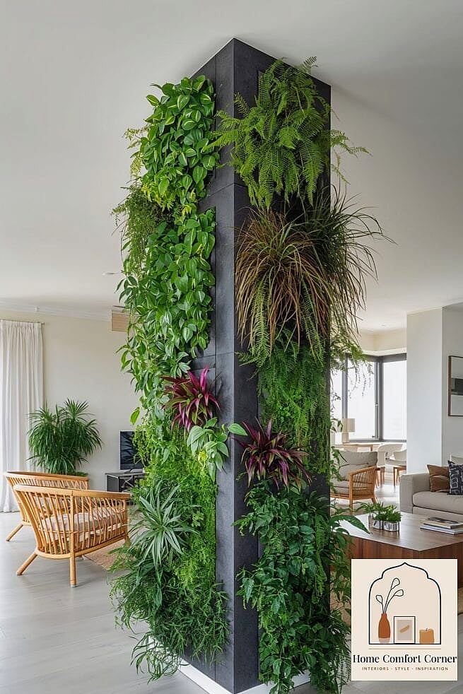 21 Pillar Design Interior Tips From Top Interior Designers 18 Add Greenery Around the Base