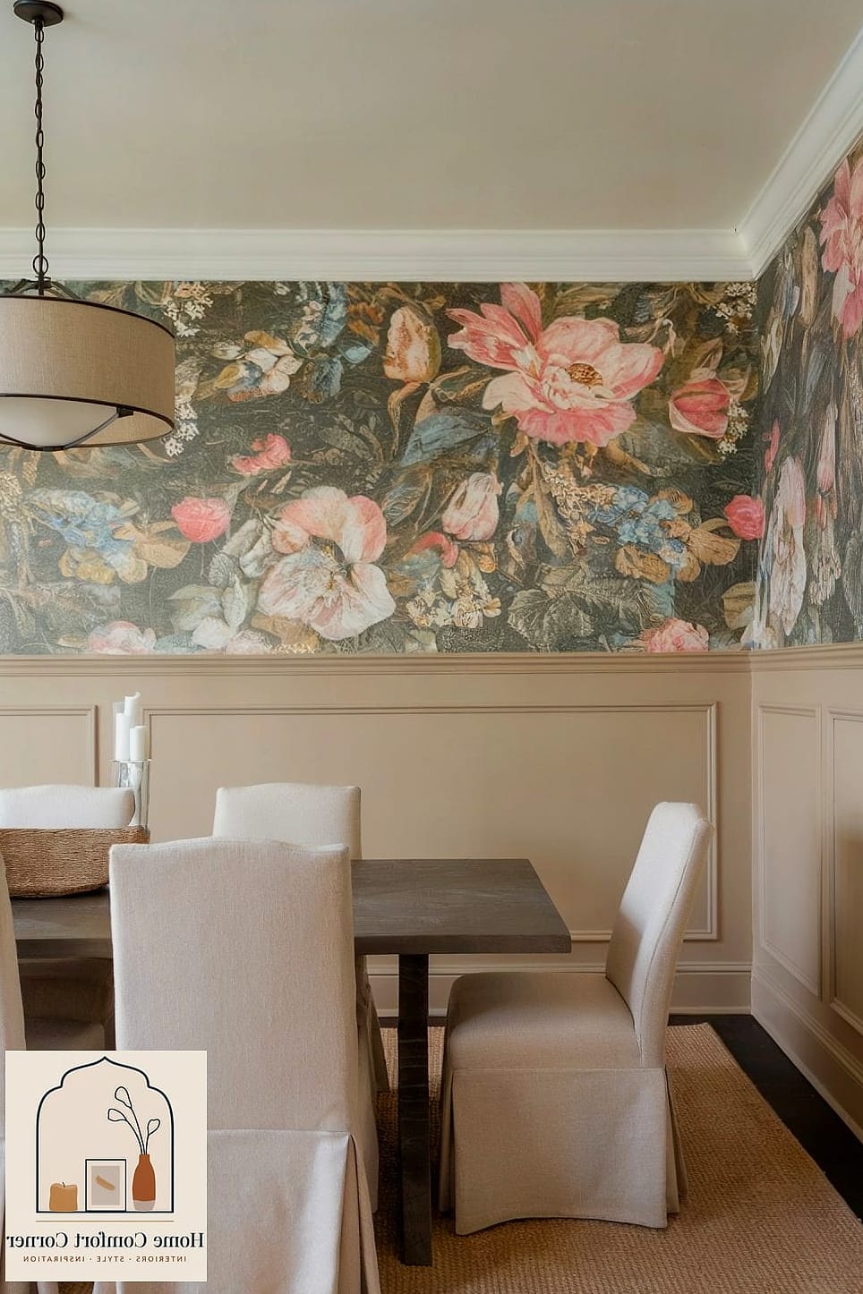 18 Dining Room Decor Ideas Before and After Transformations to Inspire 12 Adding Wallpaper to One Accent Wall