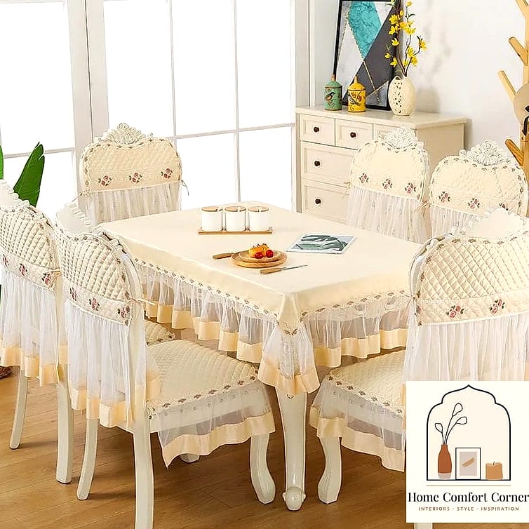 16 Small Dining Room Ideas Concepts That Are Actually Achievable on a Budget 6 Add a Skirted Tablecloth to Hide Storage