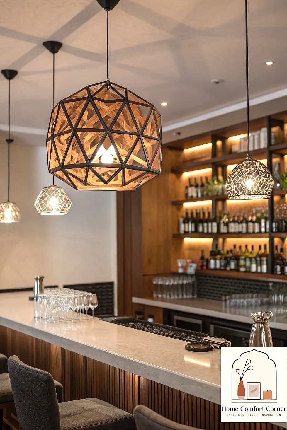 Add a Statement Light Fixture Above the Bar