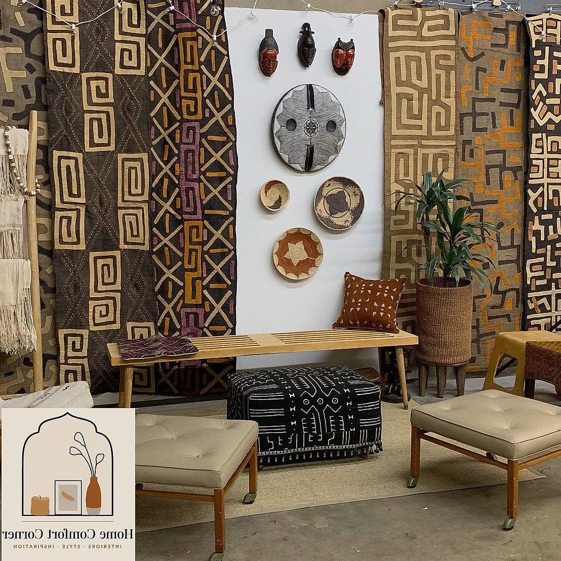 African Kuba Cloth Accent Pillows