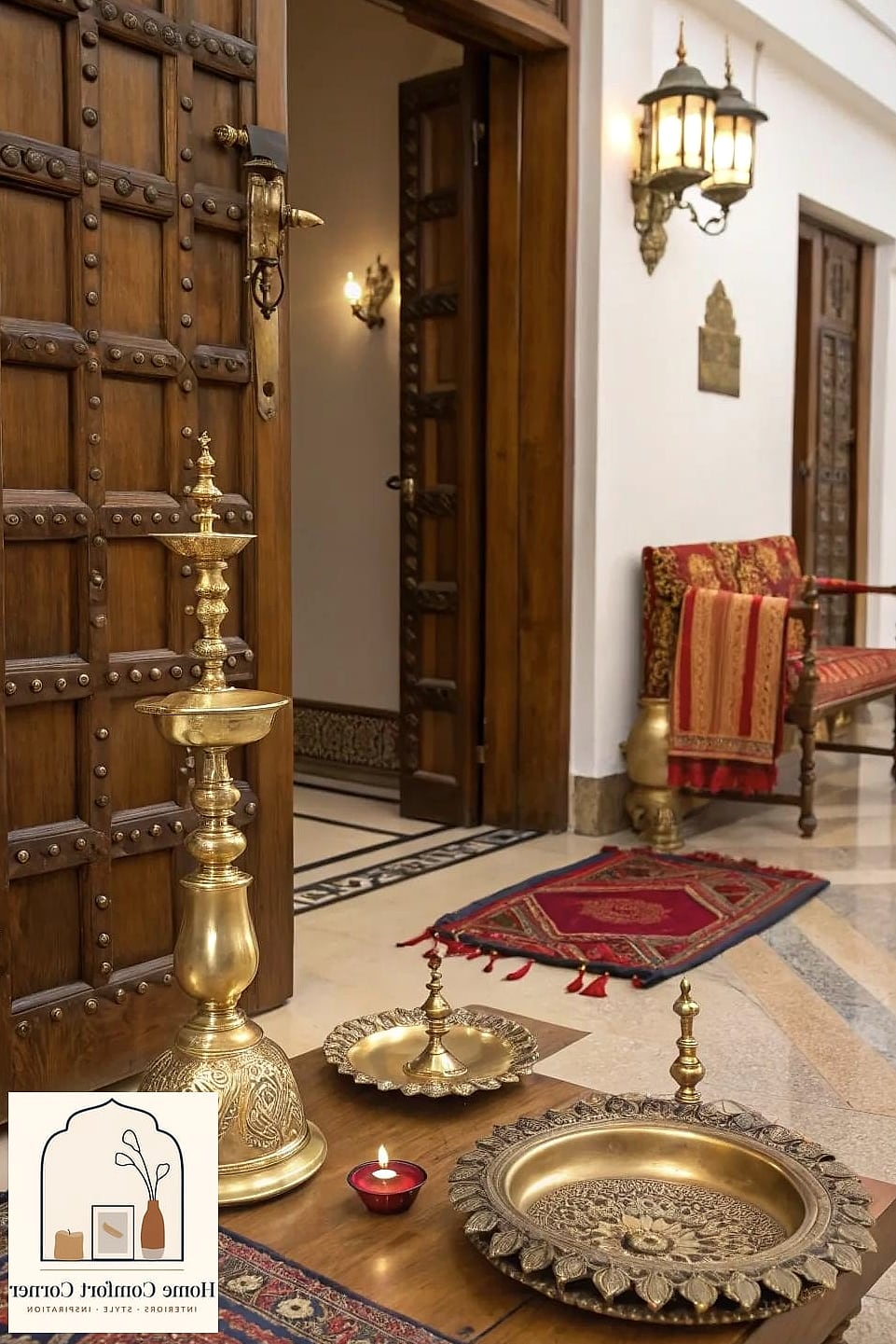 Antique Brass Lanterns and Layered Lighting