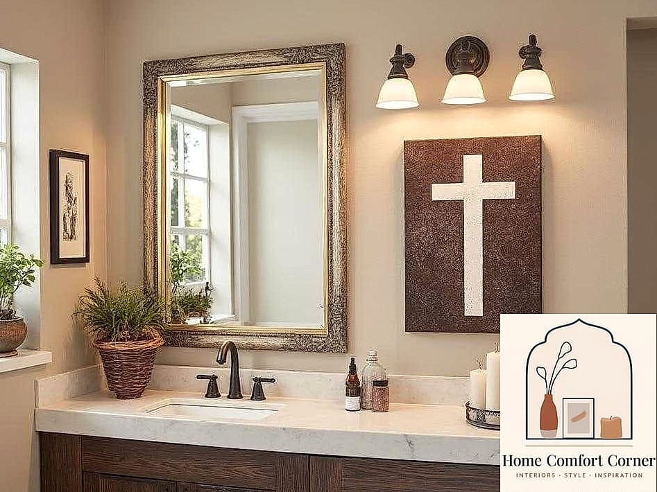 A Bathroom Vanity Styled With Calm, Neutral Touches