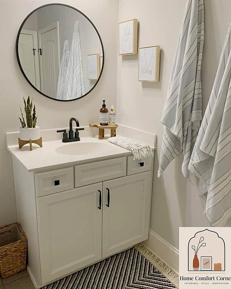 A Bathroom Vanity with Under-Sink Baskets
