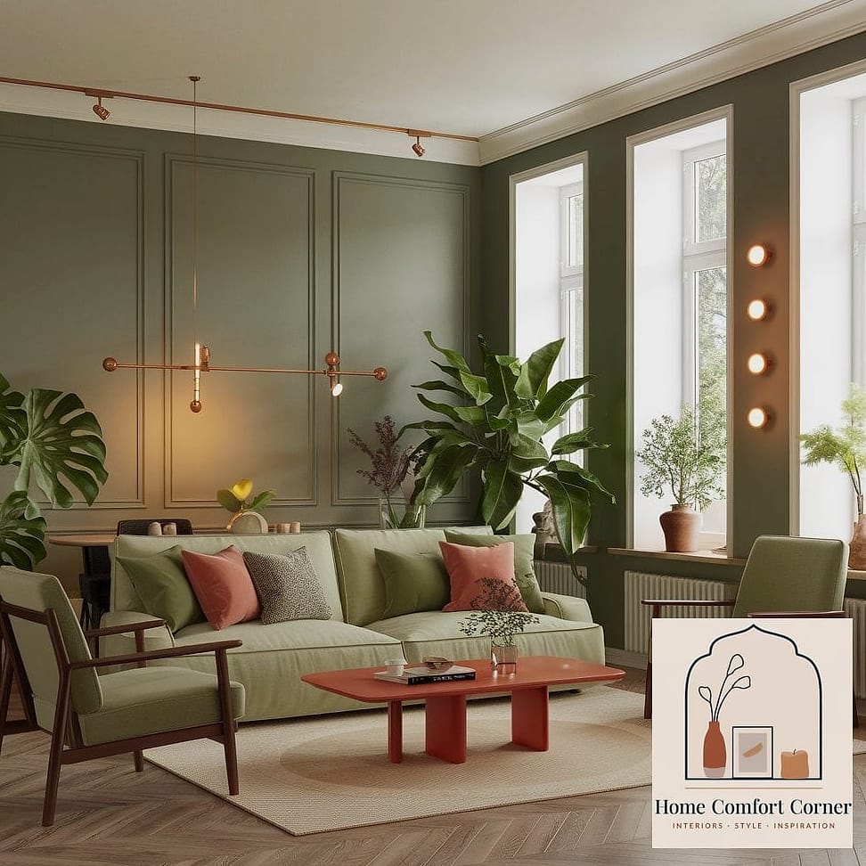 Biophilic Green Living Room Retreat