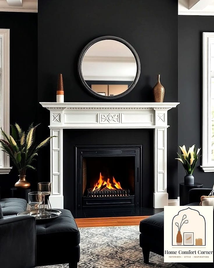 23 Black And White Room Decor Looks We're Obsessed With This Year 19 A Black Fireplace Surround