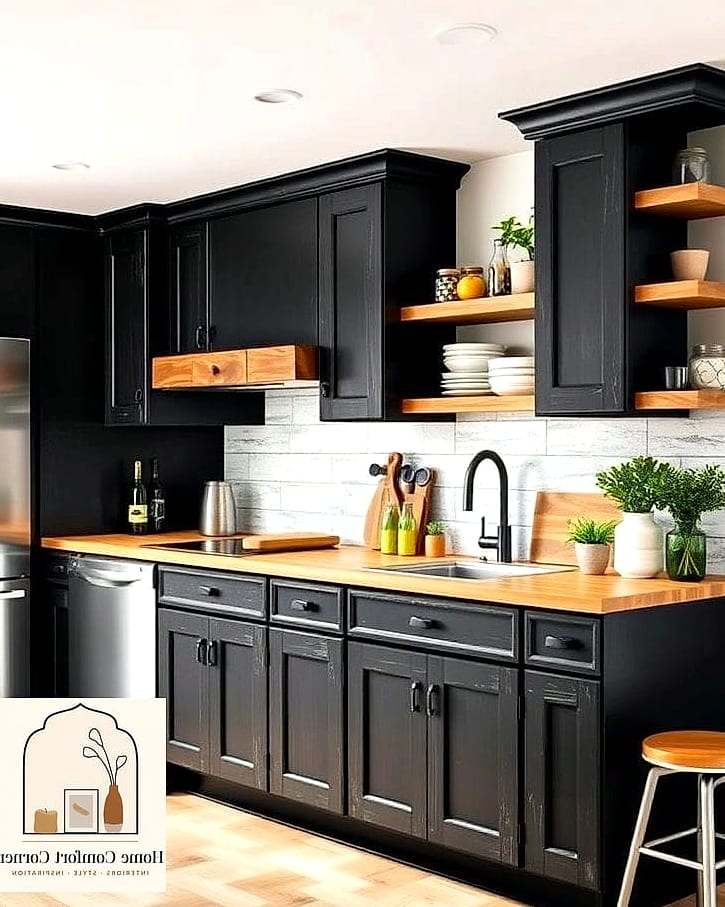 Black Kitchen Cabinets With Brass Hardware