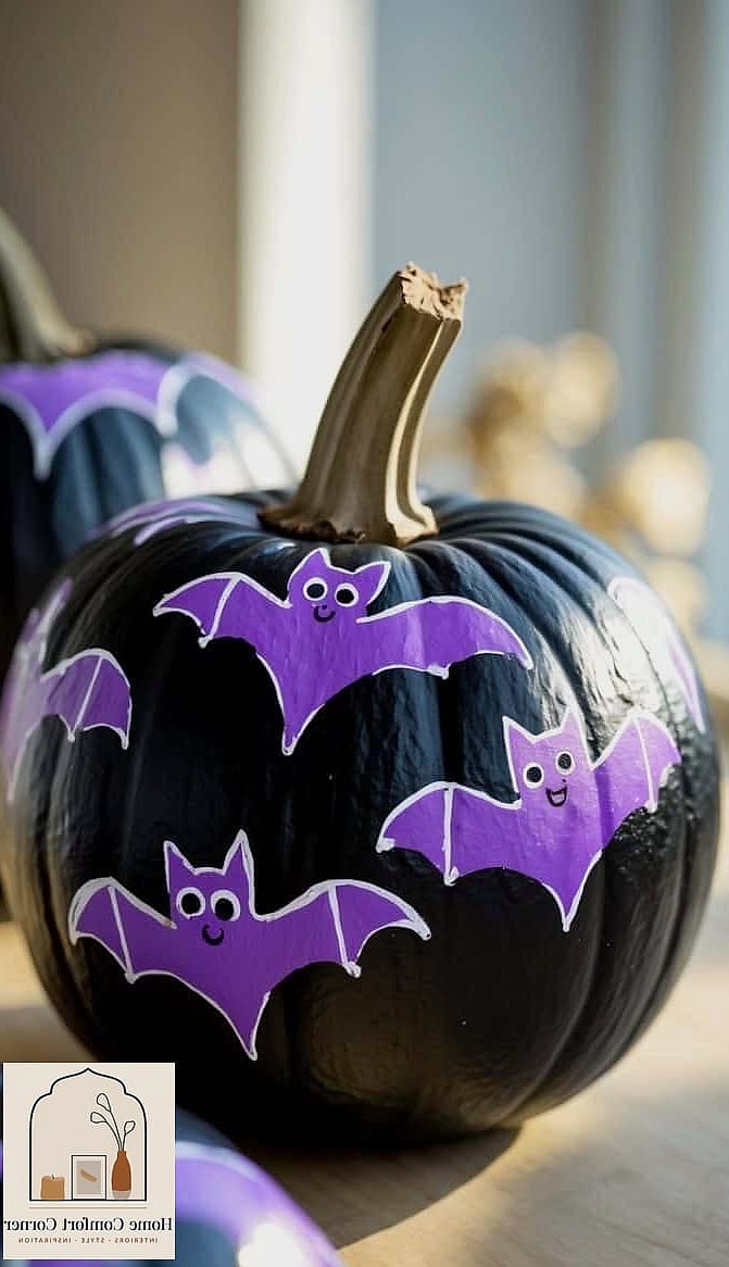 Black Pumpkin Collection on a Console Table