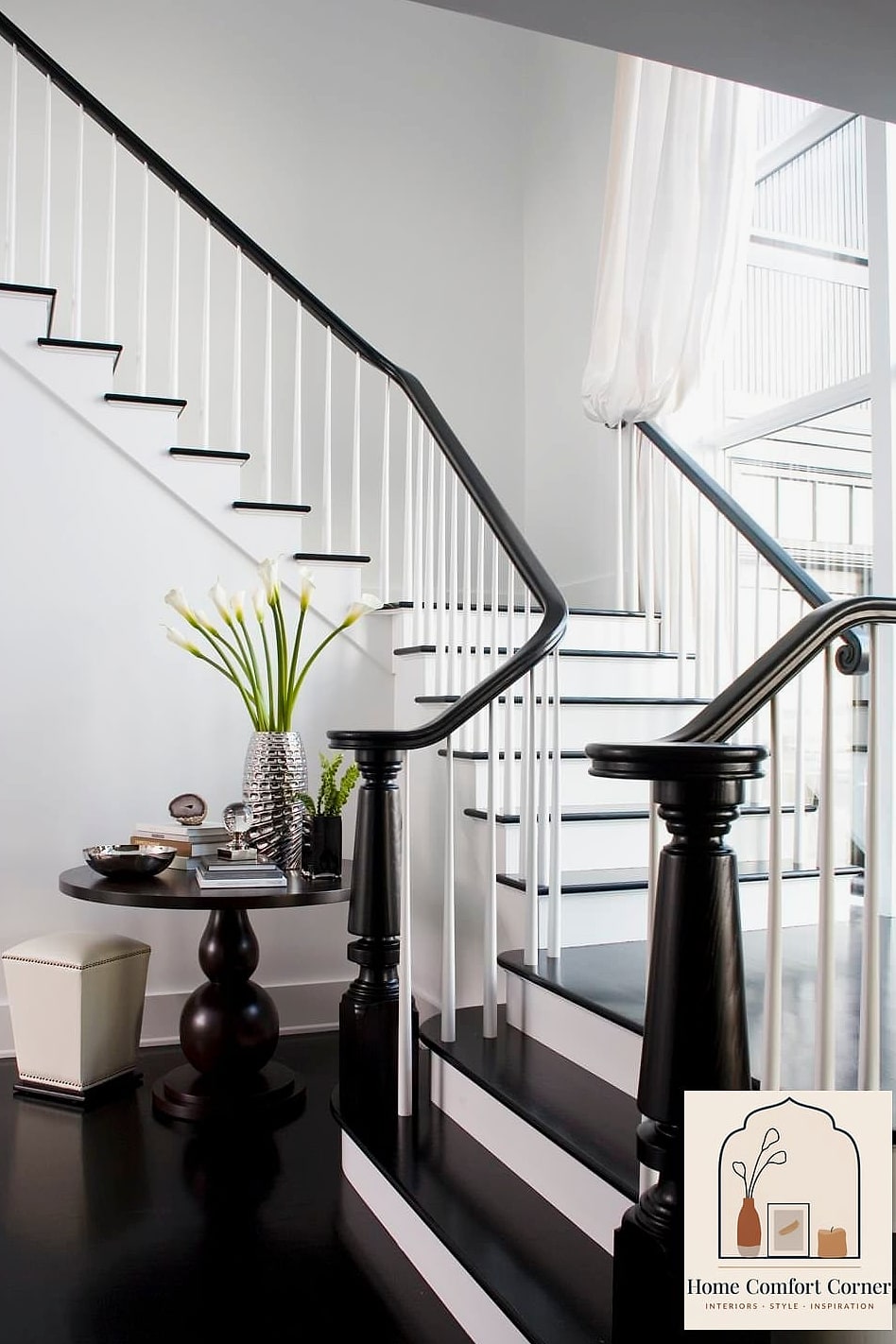 23 Black And White Room Decor Looks We're Obsessed With This Year 24 Black Stair Railings