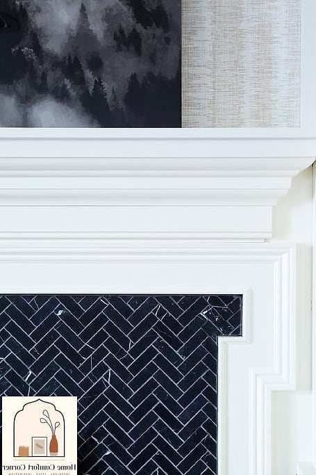 Black and White Herringbone Tile Flooring