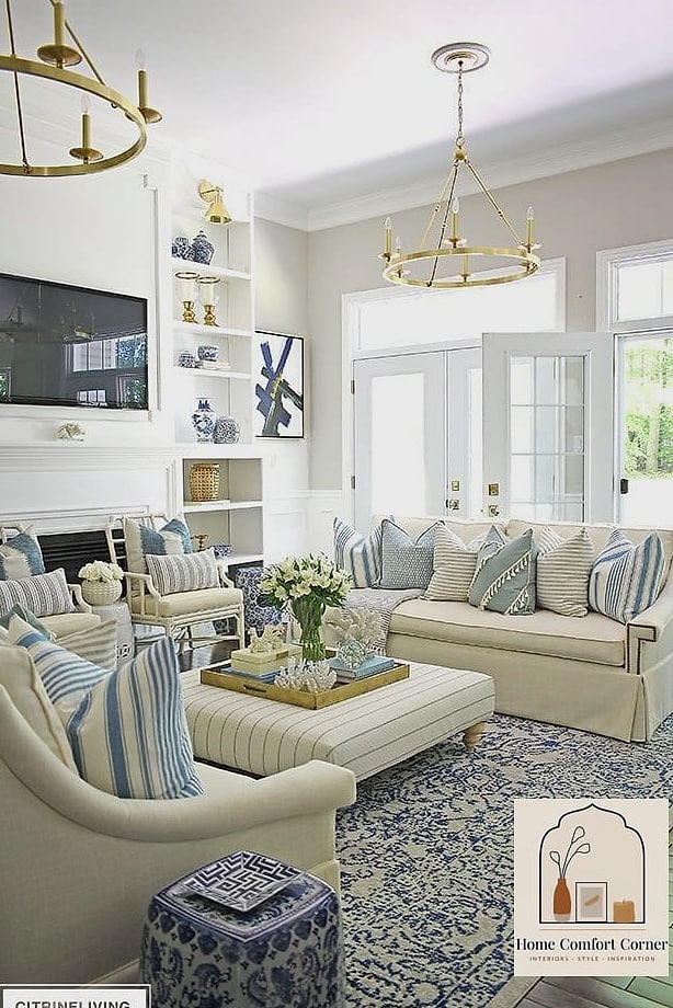 Blue and White Striped Textiles