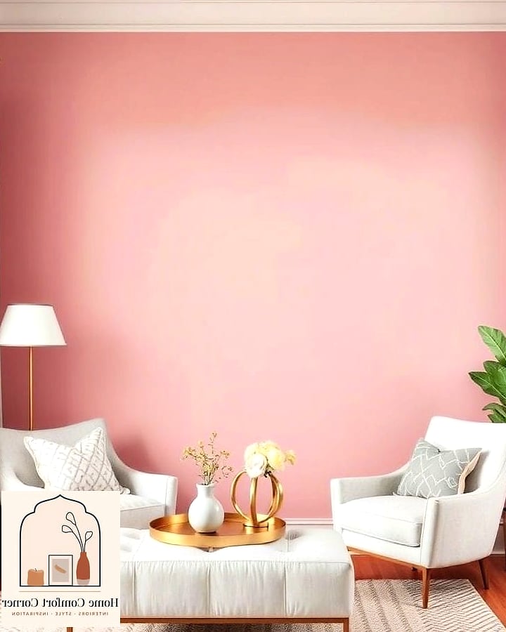 Blush Pink Accent Wall Behind a Bed
