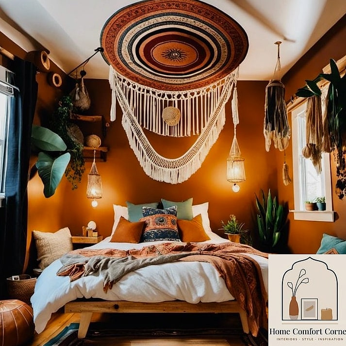 Boho Living Room with Layered Rugs