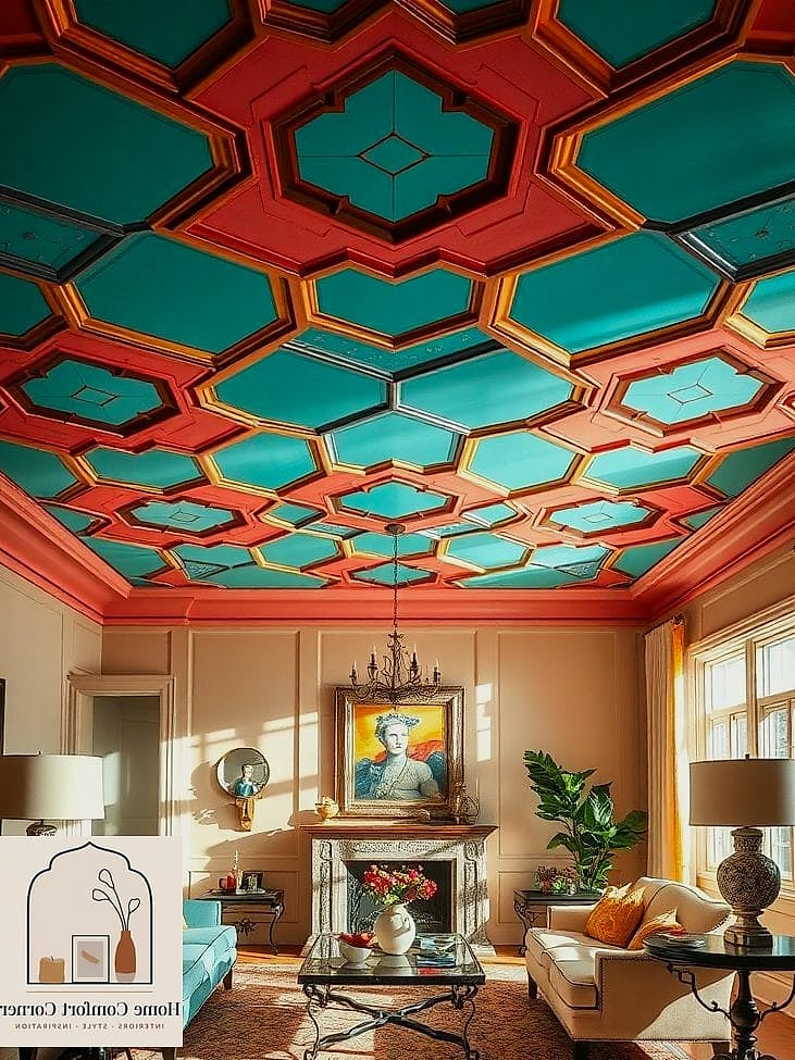 A Bold Ceiling Color or Wallpaper
