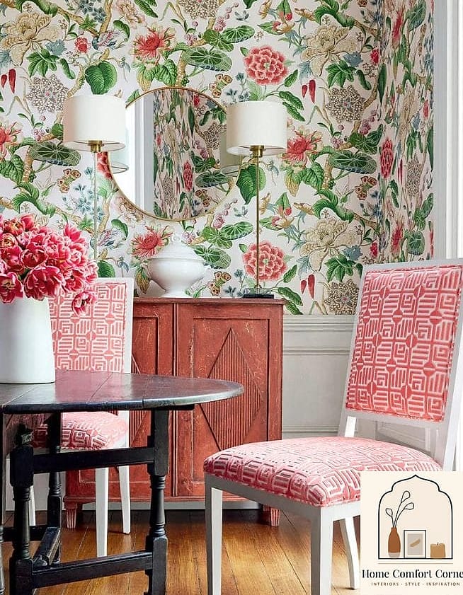 16 Small Dining Room Ideas Concepts That Are Actually Achievable on a Budget 12 Go Bold with Wallpaper on One Wall