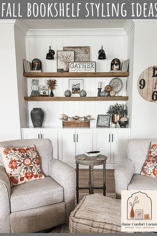 Boring Bookshelf to Styled Seasonal Display