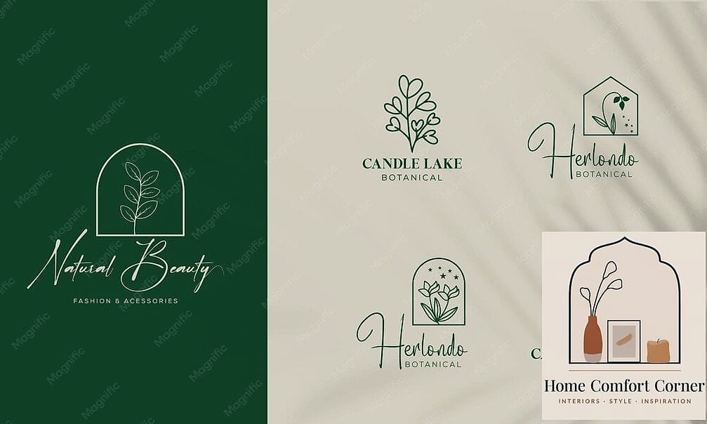15 Beautiful Interior Design Logo Inspiration Photos Worth Saving 5 Botanical Accent Paired with Typography