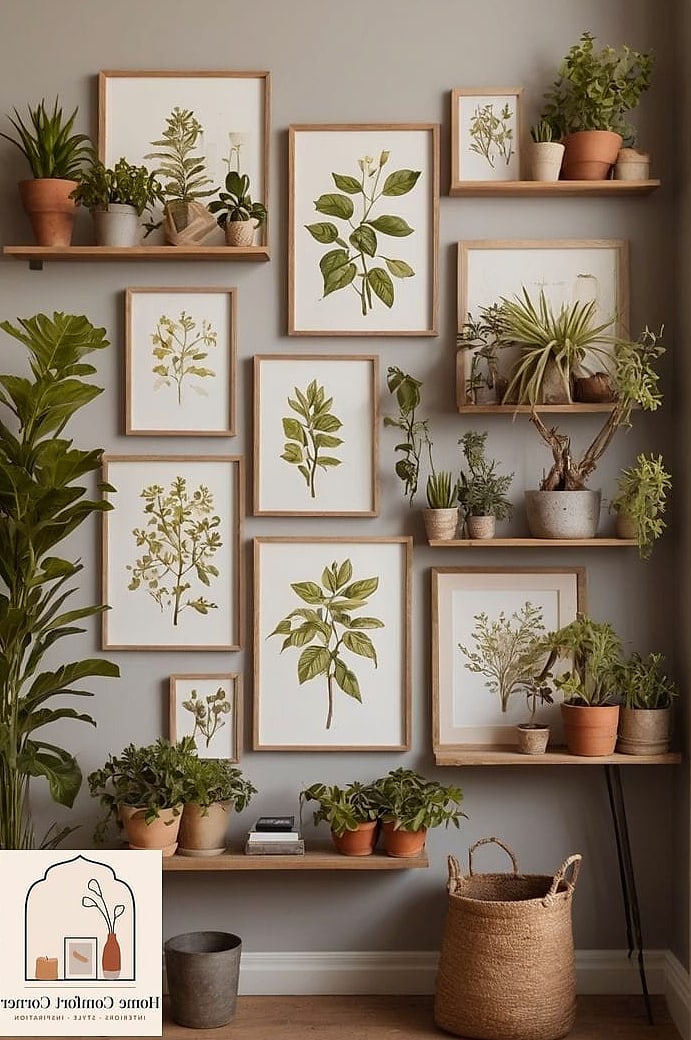 Botanical Illustrations in a Cozy Reading Nook