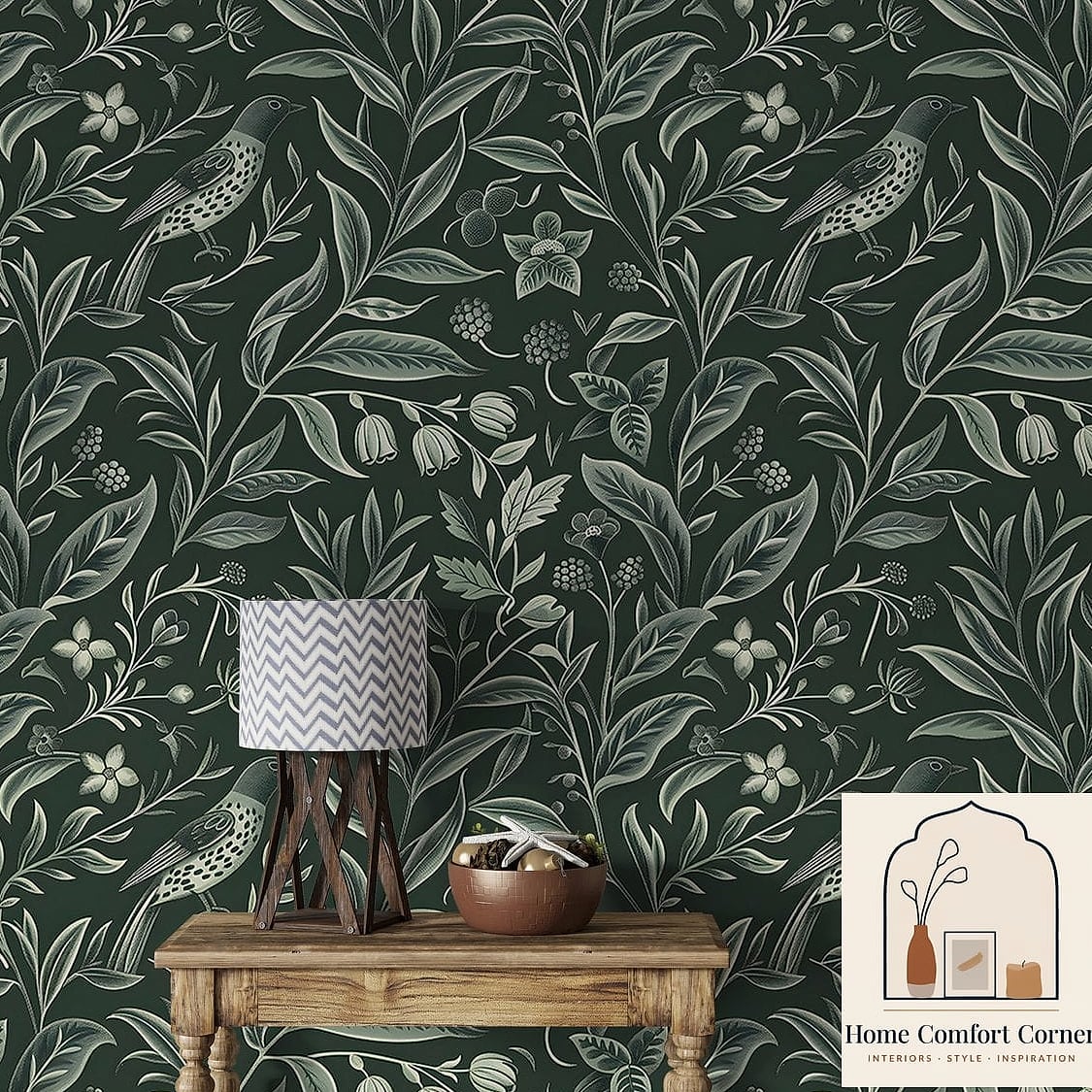 Botanical Wallpaper in a Powder Room