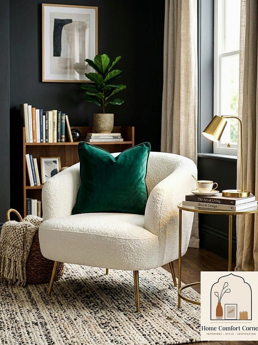 Boucle and Velvet Accent Chairs