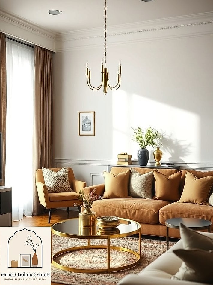Brass or Warm Metal Accents in Bathrooms