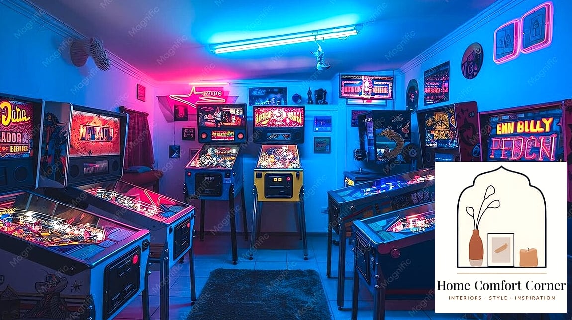 Bright Arcade Corner with Neon Accents