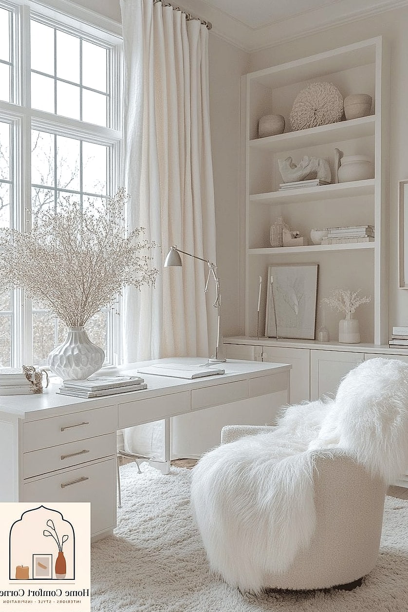 Bright White Study with Gold Accents