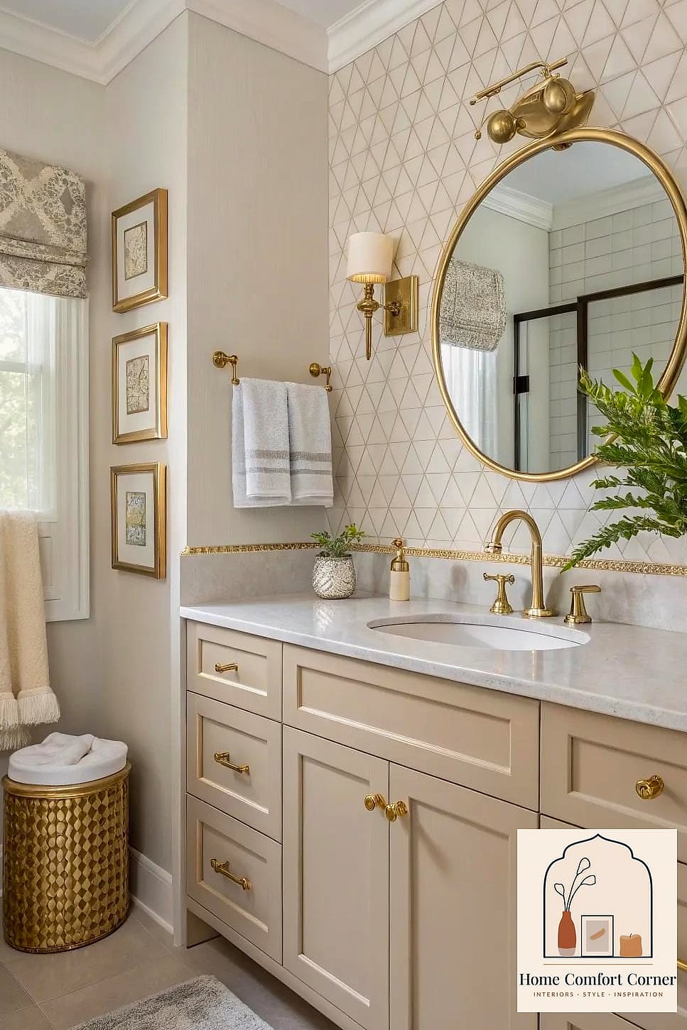 Brushed Brass Hardware on Cabinets