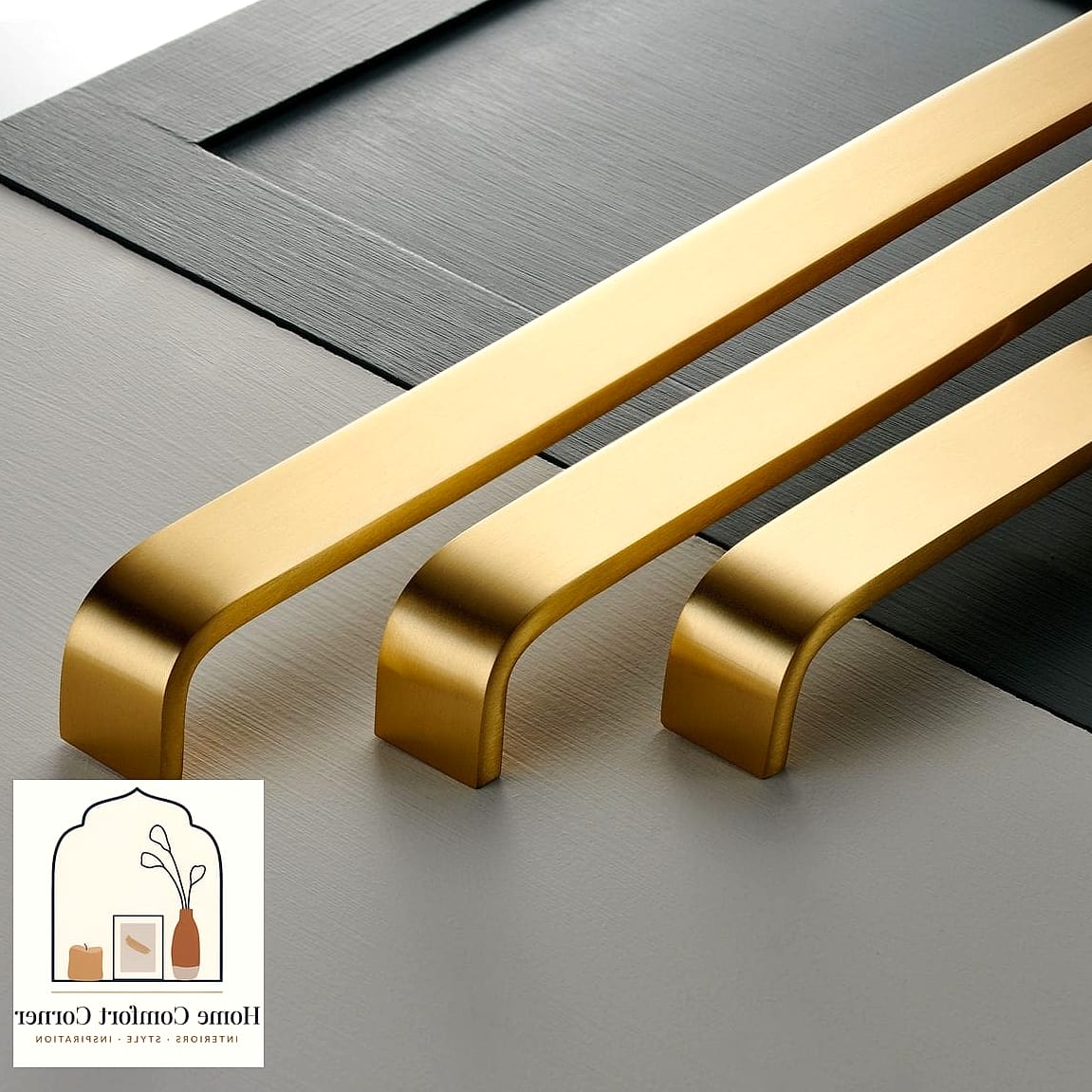 Brushed Gold Hardware on White Cabinets