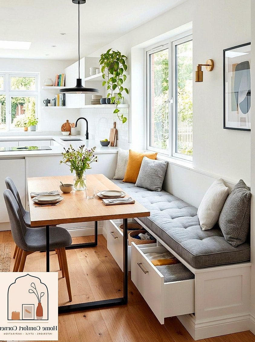 A Built-In Banquette With Hidden Storage