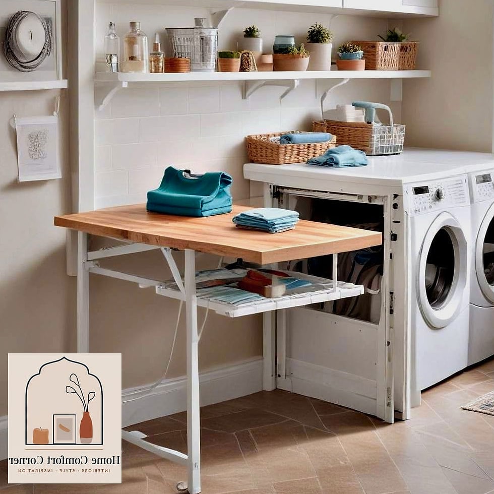 12 Laundry Room Decor Photos That Will Inspire Your Next Project 6 A Built-In Folding Station