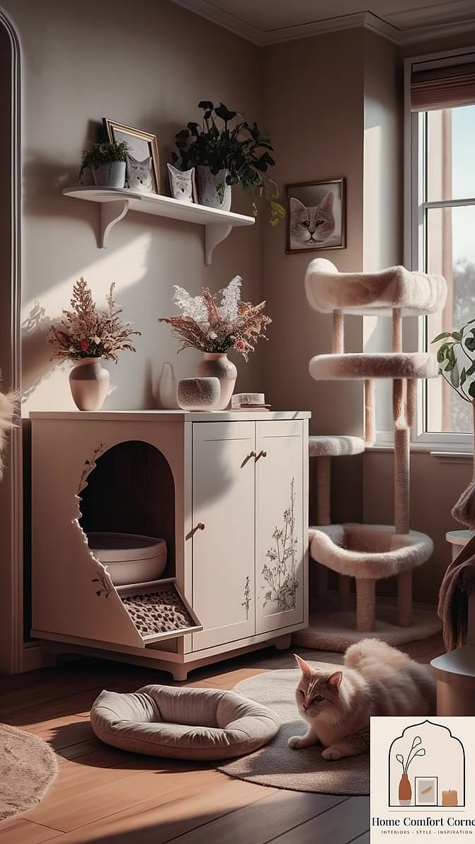 23 Stunning Cat Room Decor Ideas for Every Budget 4 Built-In Litter Box Cabinetry