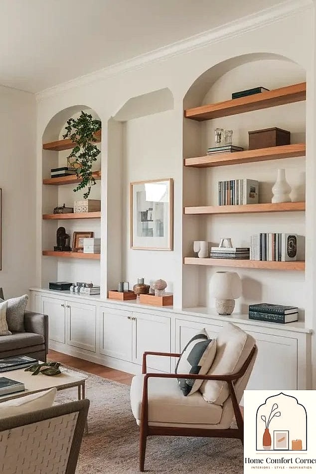 Built-In Shelving Around a Fireplace