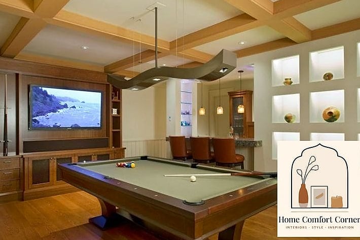 20 Billiards Room Decor Ideas From Homes We Absolutely Love 6 Built-In Shelving for Trophies and Barware