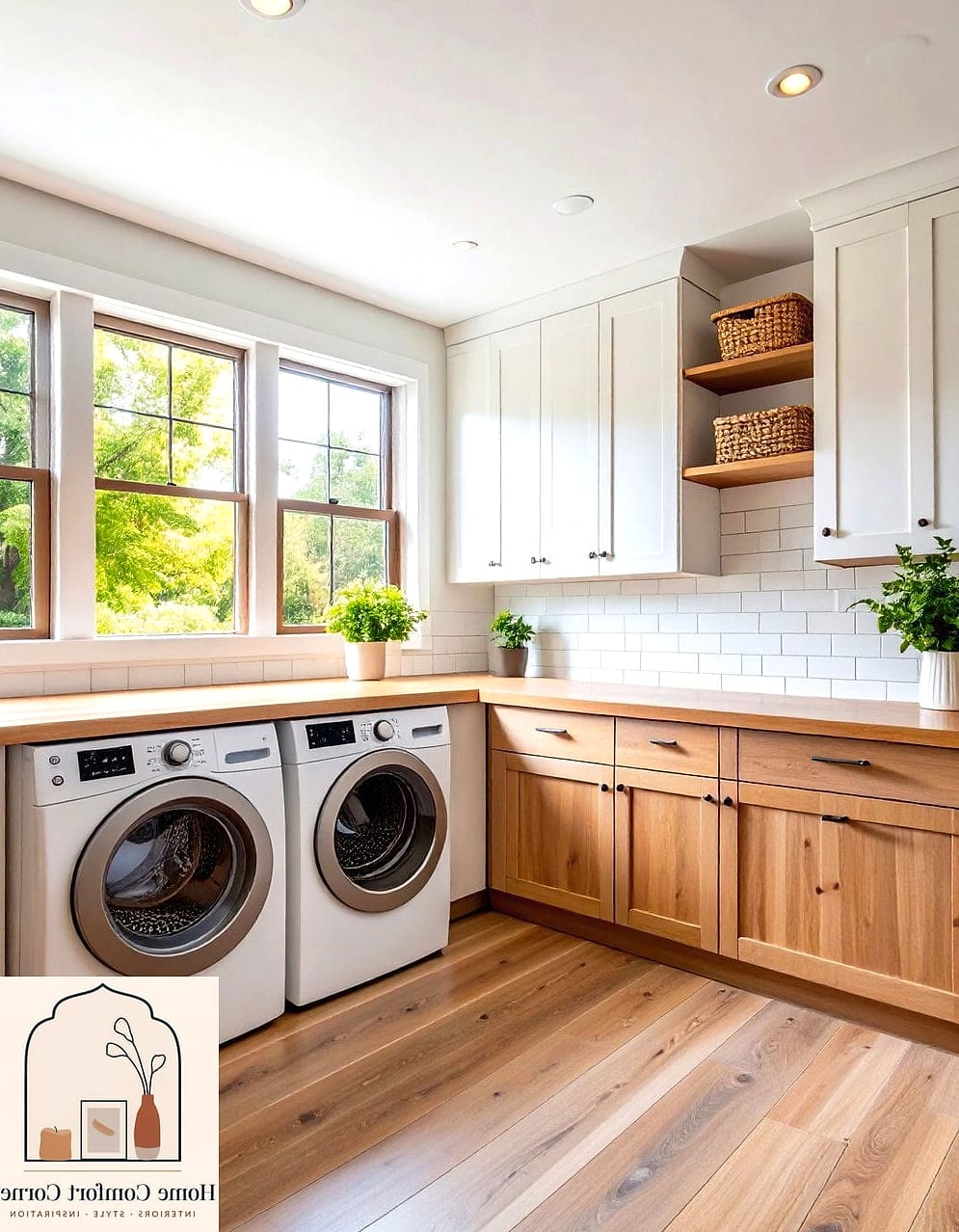 Butcher Block Countertops Over the Machines