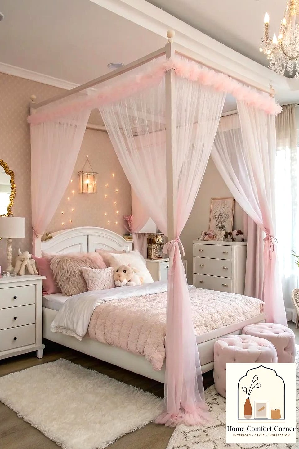 A Canopy Bed With Sheer Curtains