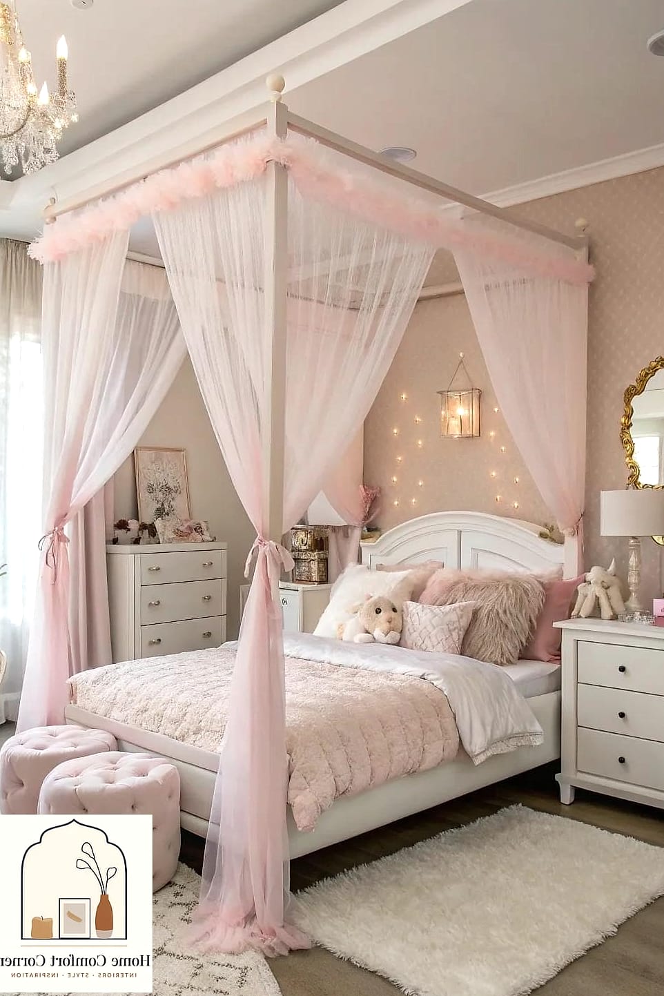 Canopy Bed with Sheer Curtains