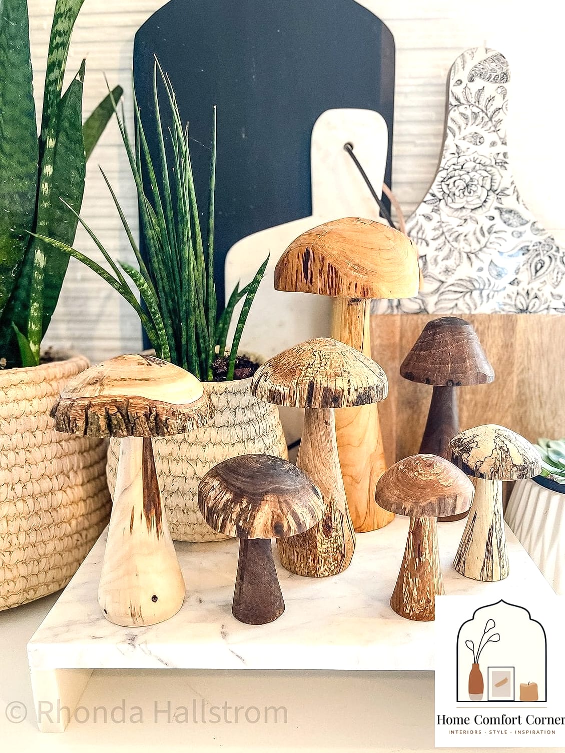 Carved Wooden Mushroom Decor for Rustic Spaces