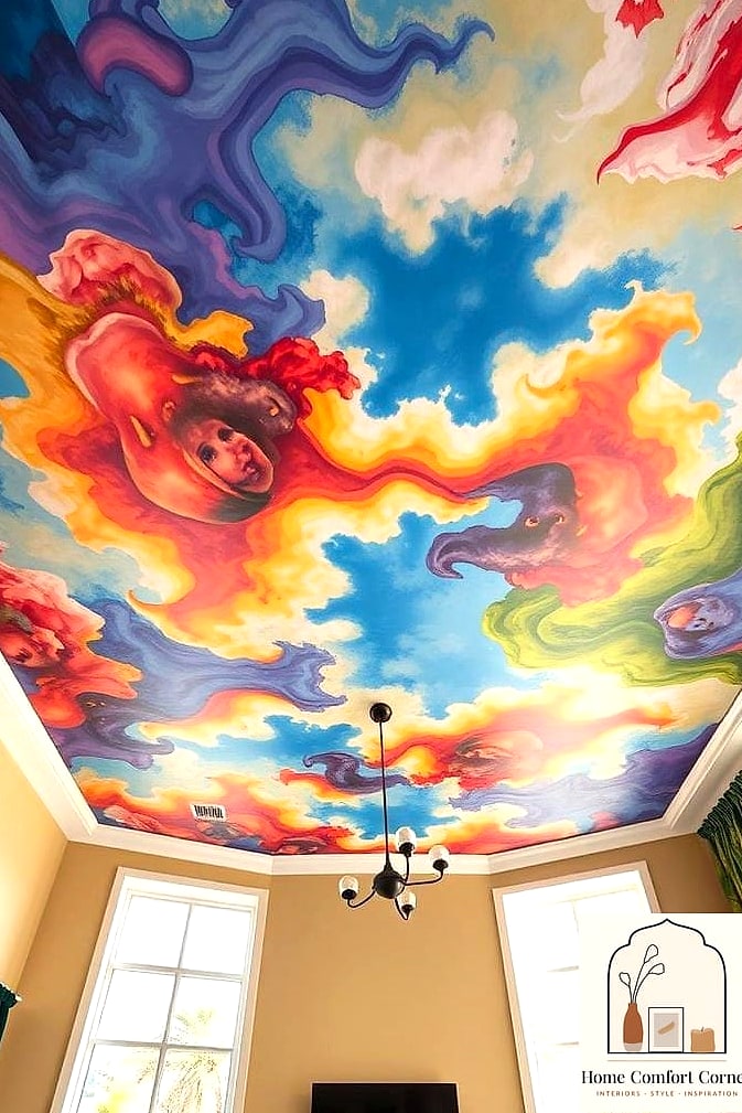 27 Creative Room Decor Ideas Ideas You Haven't Seen Before 2 Ceiling Murals Instead of Wall Art