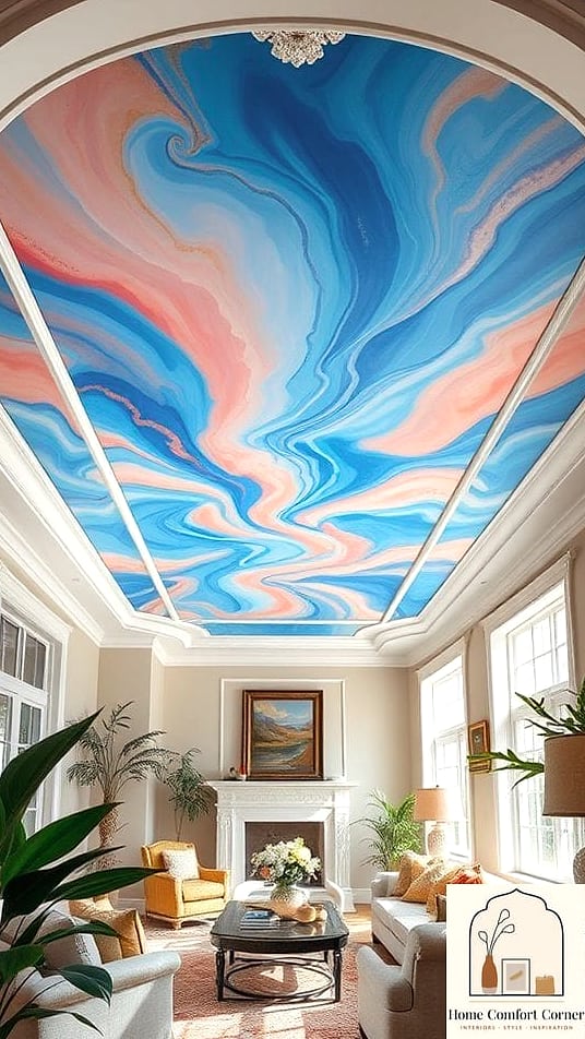 A Ceiling Painted in a Bold Color