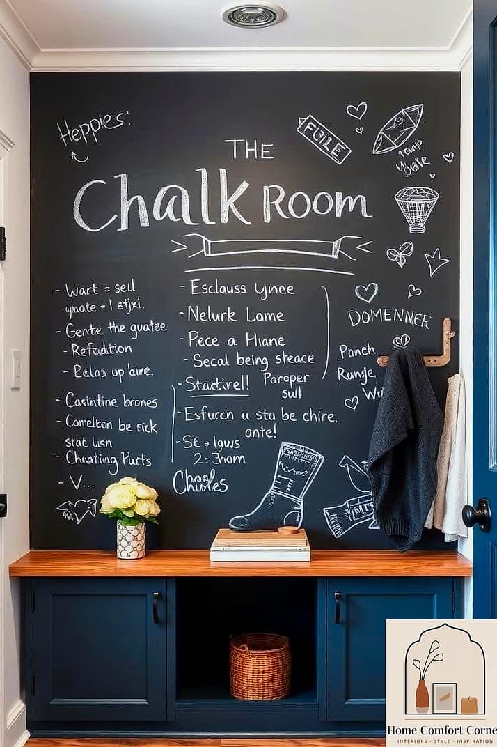 16 Mudroom Decor Photos That Will Inspire Your Next Project 9 Chalkboard or Message Board Wall