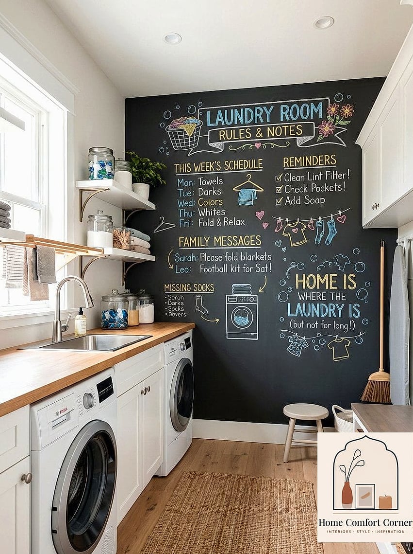 A Chalkboard or Whiteboard Laundry Schedule