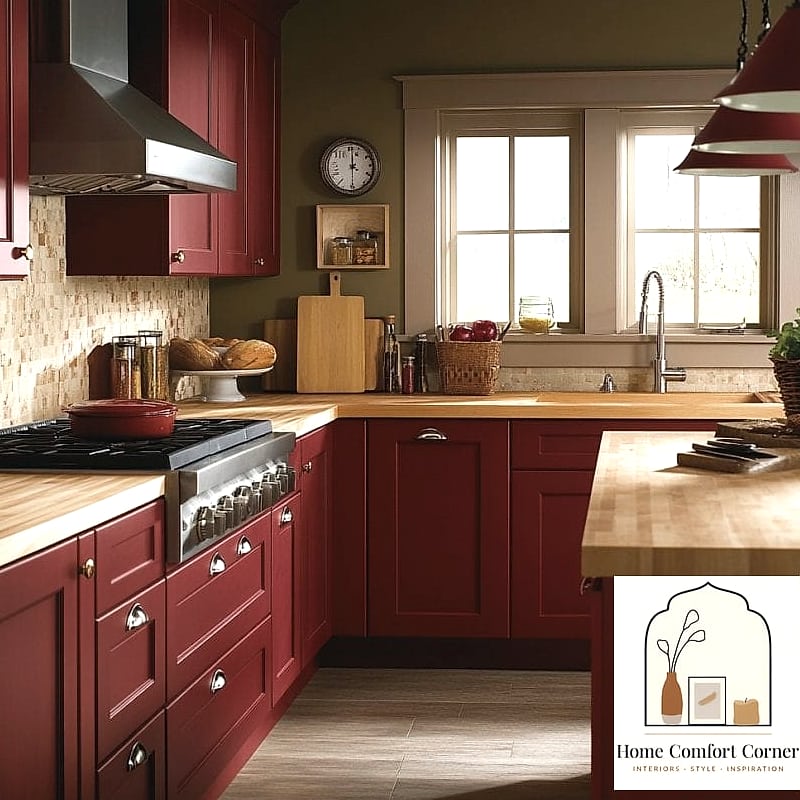 25 Red Room Decor Designs You Need to See Right Now 4 Cherry Red Kitchen Cabinets