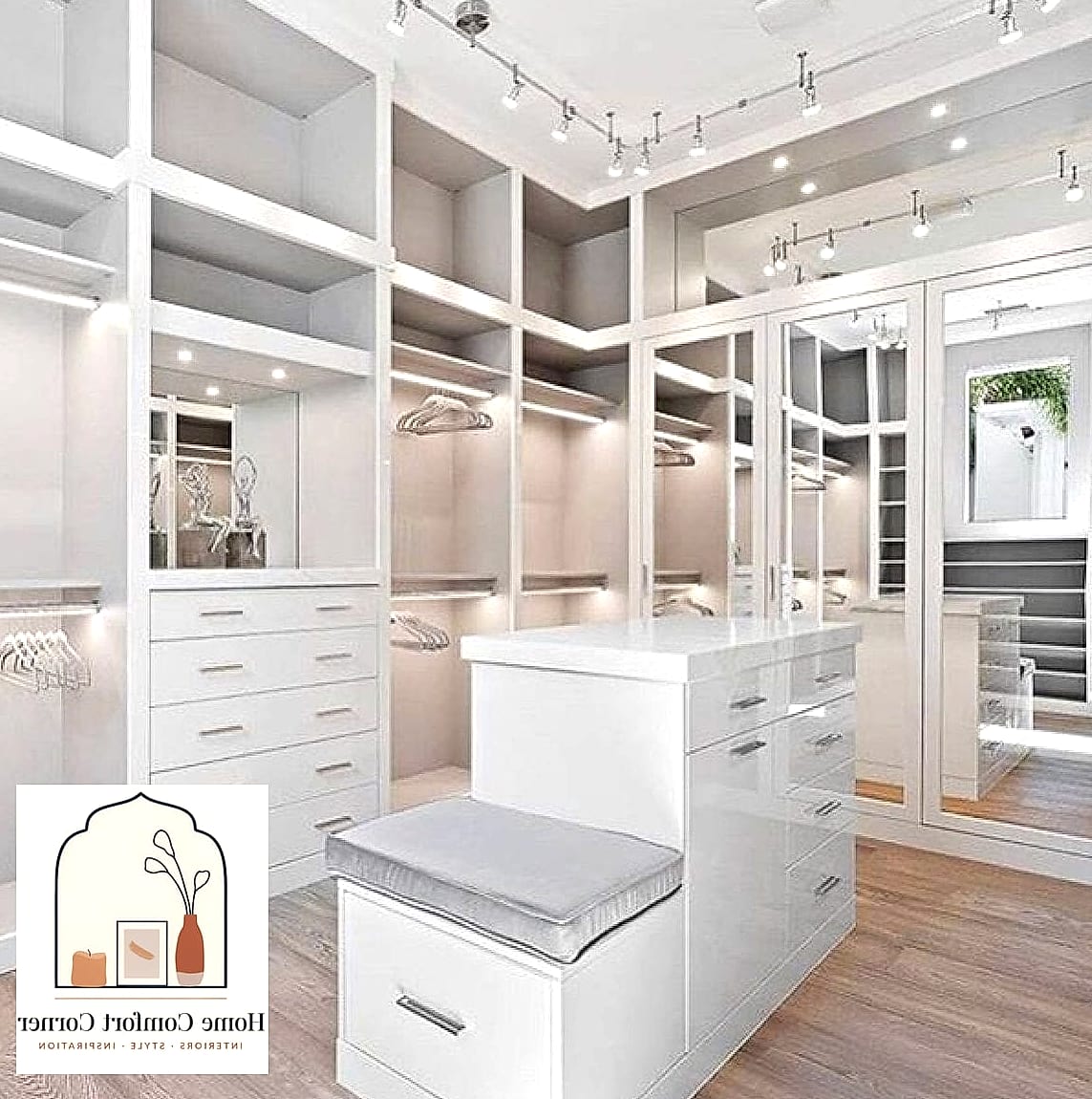A Closet System With Custom Drawer Organizers