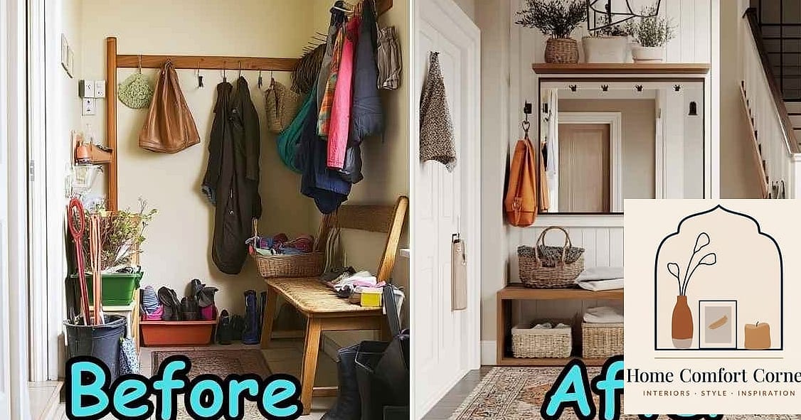 13 Small Room Ideas Before and After Transformations to Inspire 7 A Cluttered Entryway Becomes a Functional Mudroom Nook