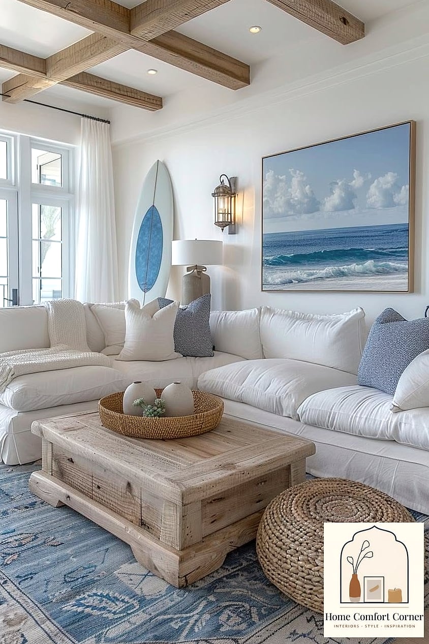 Coastal Living Room with Natural Textures