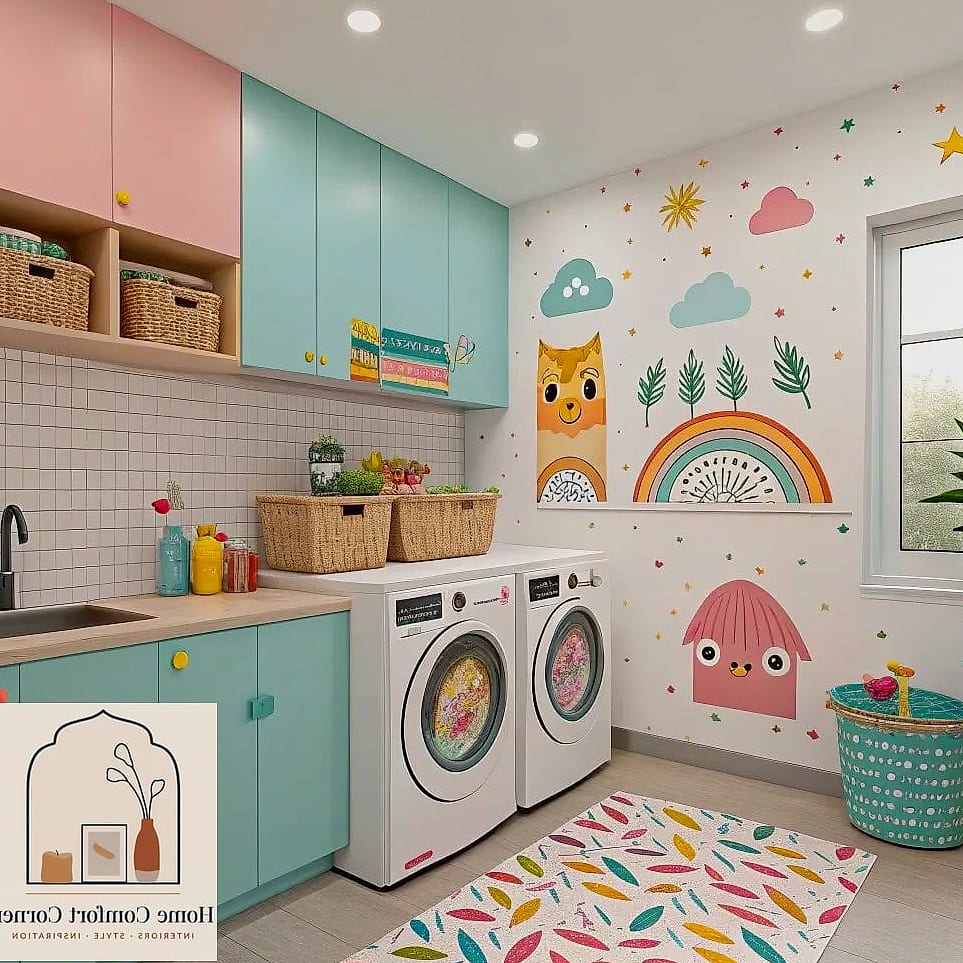 Colorful Curtain Instead of a Cabinet Door